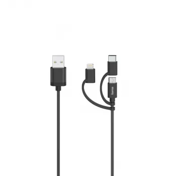 Hama 00200617 USB laidas USB 2.0 0,75 m USB A USB C/Micro USB A/Lightning Juoda