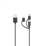 Hama 00200617 USB laidas USB 2.0 0,75 m USB A USB C/Micro USB A/Lightning Juoda