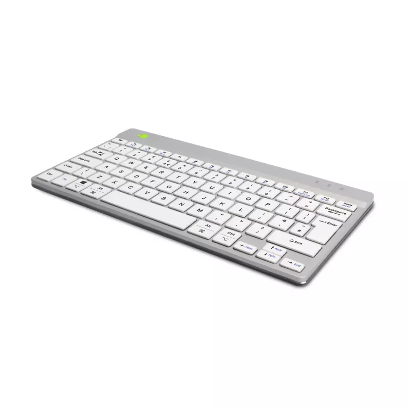 R-Go Tools ergonominė klaviatūra R-Go Compact Break, kompaktiška klaviatūra su pertraukų programine įranga, QWERTY (UK), Bluetooth, balta