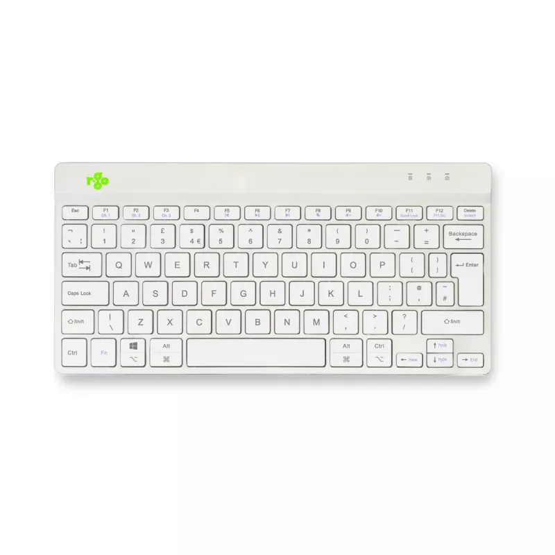 R-Go Tools ergonominė klaviatūra R-Go Compact Break, kompaktiška klaviatūra su pertraukų programine įranga, QWERTY (UK), Bluetooth, balta