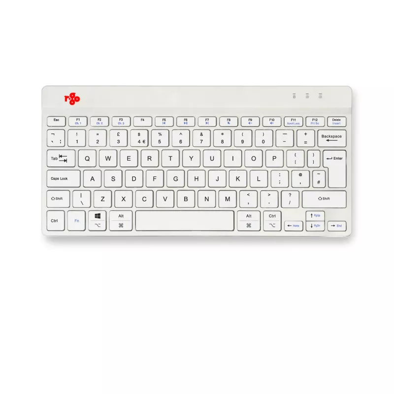 R-Go Tools ergonominė klaviatūra R-Go Compact Break, kompaktiška klaviatūra su pertraukų programine įranga, QWERTY (UK), Bluetooth, balta