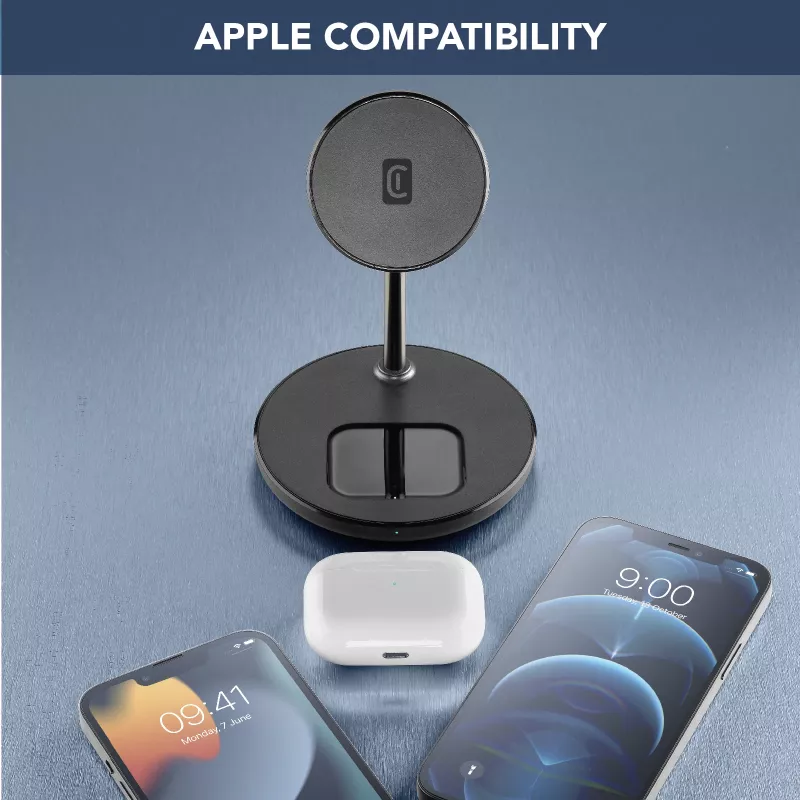 „Cellularline Mag Duo“ belaidis įkroviklis 2-in-1 belaidis įkrovimo laikiklis, skirtas „Apple“ įrenginiams