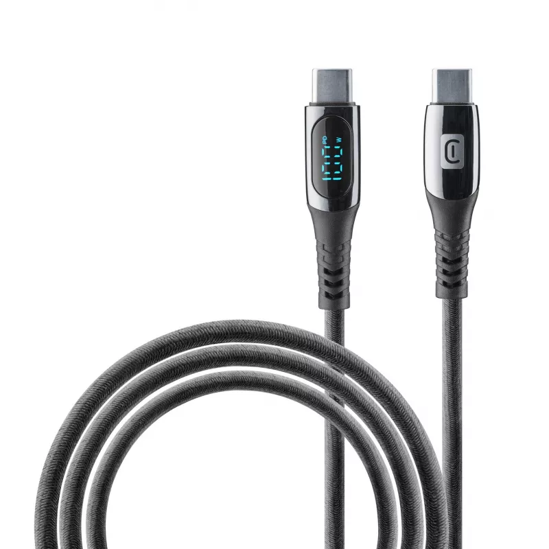 Cellularline Display kabelis USB-C laidas su integruotu LCD ekranu