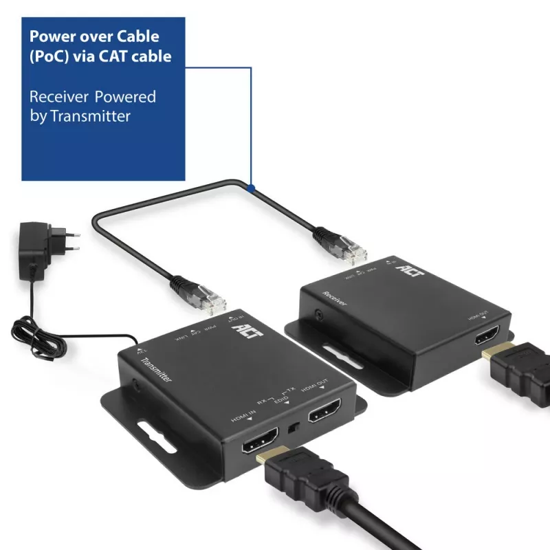 ACT 4K HDMI 1.4 ilgintuvo rinkinys per CAT6 UTP su IR palaikymu, 40 metrų