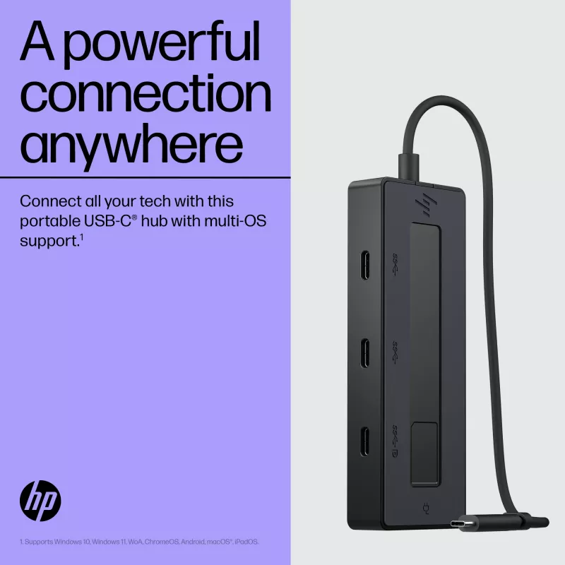 HP 4K USB-C daugiafunkcis šakotuvas, USB Type-C, USB Type-C, 10000 Mbit/s, 3840 x 2160, juoda, 65 W