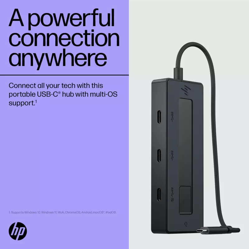 HP 4K USB-C daugiafunkcis šakotuvas, USB Type-C, USB Type-C, 10000 Mbit/s, 3840 x 2160, juoda, 65 W