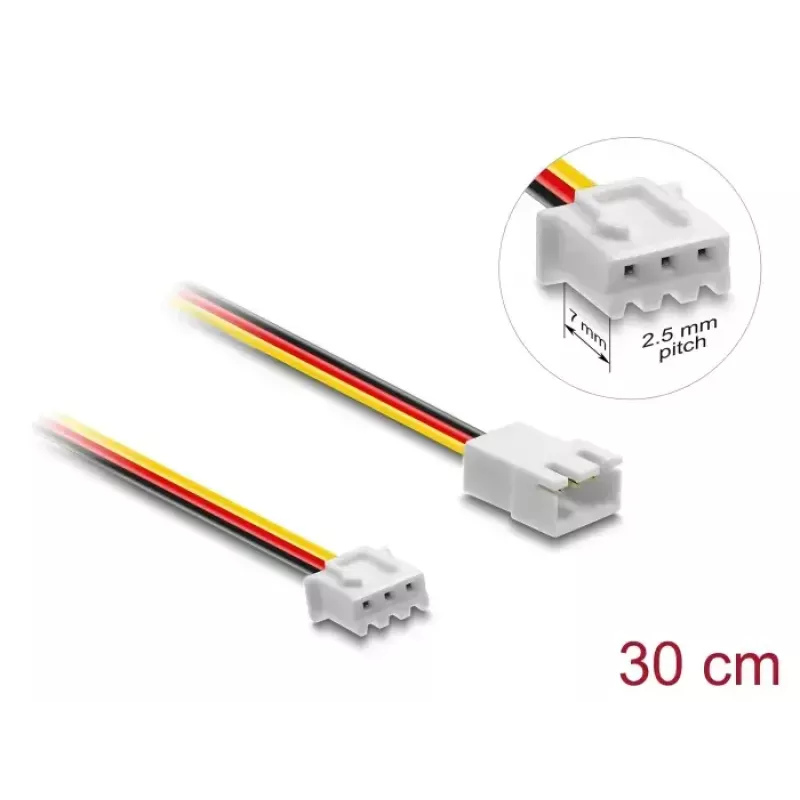 DELOCK kabelio ilgintuvas 3 kontaktų (JST) modelis 90867, PVC, 1,3 mm laidas, vienas 30 cm laidas, juoda/raudona/baltas/geltona