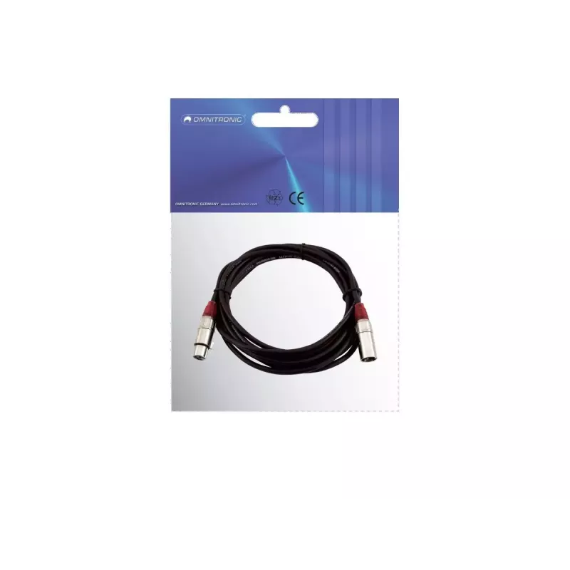 Garso laidas XLR 3 kontaktų Omnitronic 3022050R 5m juodas