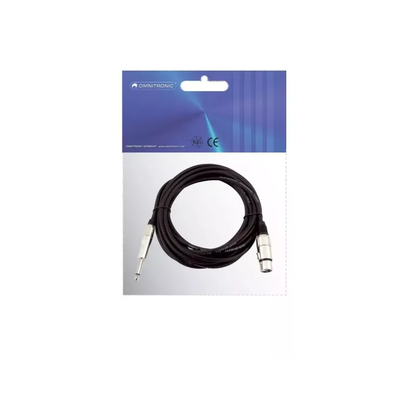 Garso kabelis Omnitronic 30225170 5 m XLR 3 kontaktų 6,35 mm juodas