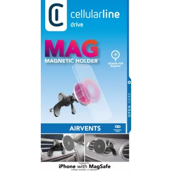 Cellularline Touch Mag Air Vents automobilinis magnetinis laikiklis išmaniesiems telefonams, skirtas MagSafe sistemai