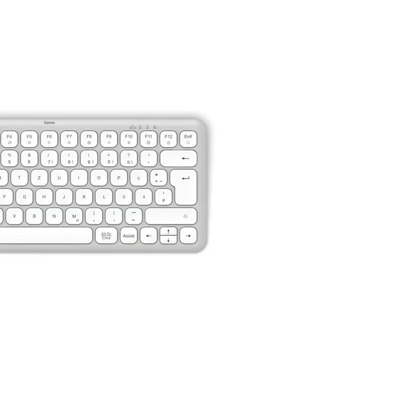 Hama WK-500 klaviatūra, skirta namams/biurui, bevielė, RF + Bluetooth, QWERTZ, vokiečių k., pilka, balta