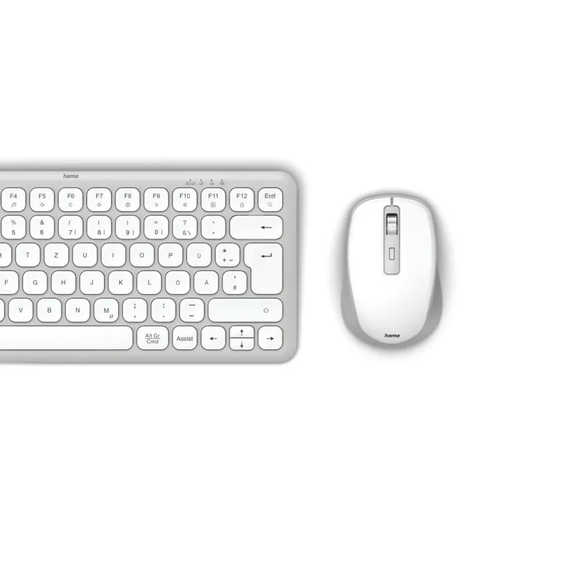 Hama WKM-500 klaviatūra Pridedama pelė Namams USB + RF belaidis + Bluetooth QWERTZ vokiečių Pilka, Balta