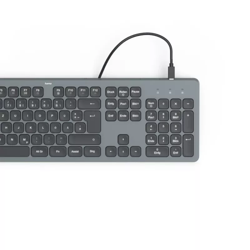 Hama CK-400 klaviatūra Namai/Biuras USB QWERTZ vokiška Juoda, Tamsiai pilka