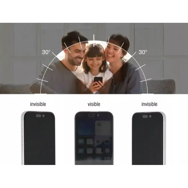 Ekrano apsauga, privatumo stiklas DELOCK, skirtas iPhone 17 — grūdintas stiklas, 4 krypčių privatumo, atsparus smūgiams ir įbrėžimams, juodas