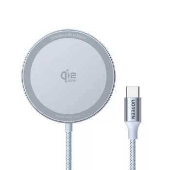 Automobilinis belaidis įkroviklis UGREEN MagFlow (maitinamas USB, 12 V įvestis, pilka) išmaniesiems telefonams