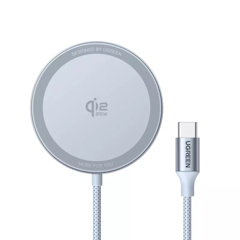 Automobilinis belaidis įkroviklis UGREEN MagFlow (maitinamas USB, 12 V įvestis, pilka) išmaniesiems telefonams