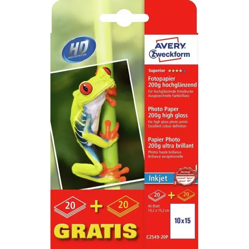 Foto popierius Avery C2549-20P Didelis blizgesys