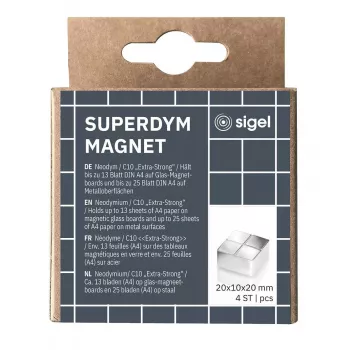 Kūrybinis magnetas kvadratinis Sigel BA705 neodimio sidabrinis 20x20x10 mm