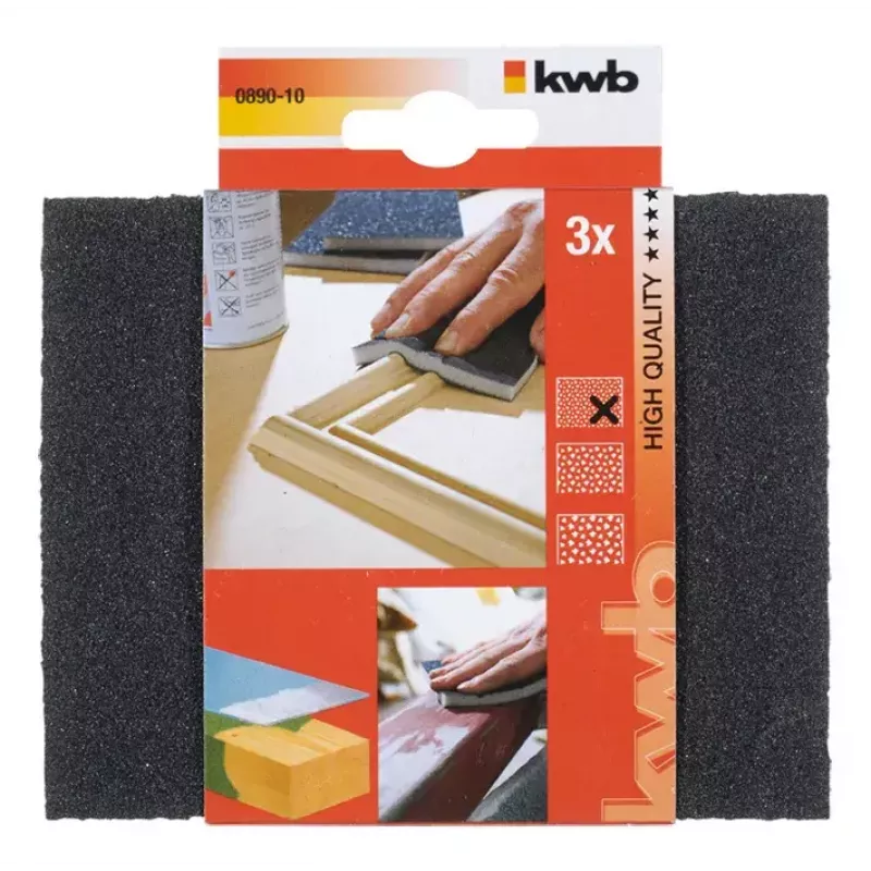 Šlifavimo kempinė KWB 089010 Smulkiagrūdis silicio karbidas 3 vnt.