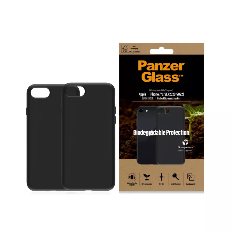 Dėklas PanzerGlass Biodegradable dėklas iPhone 6 6s SE 2020 2022 7 8 juodas