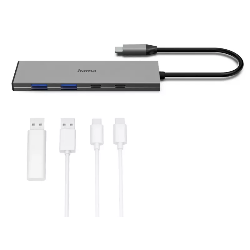Hama 00200147 sąsajos šakotuvas USB Type-C 10000 Mbit/s Pilka