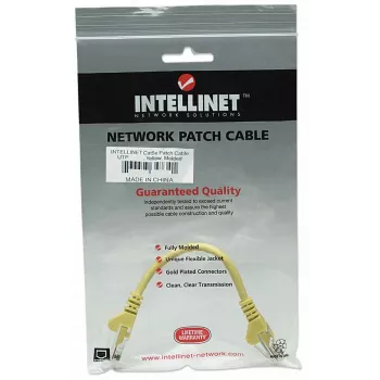 Intellinet tinklo komutacinis kabelis, Cat5e, 0,5 m, geltonas, CCA, U/UTP, PVC, RJ45, paauksuoti kontaktai, nesipainiojančios, su apsauga, garantija visam laikui
