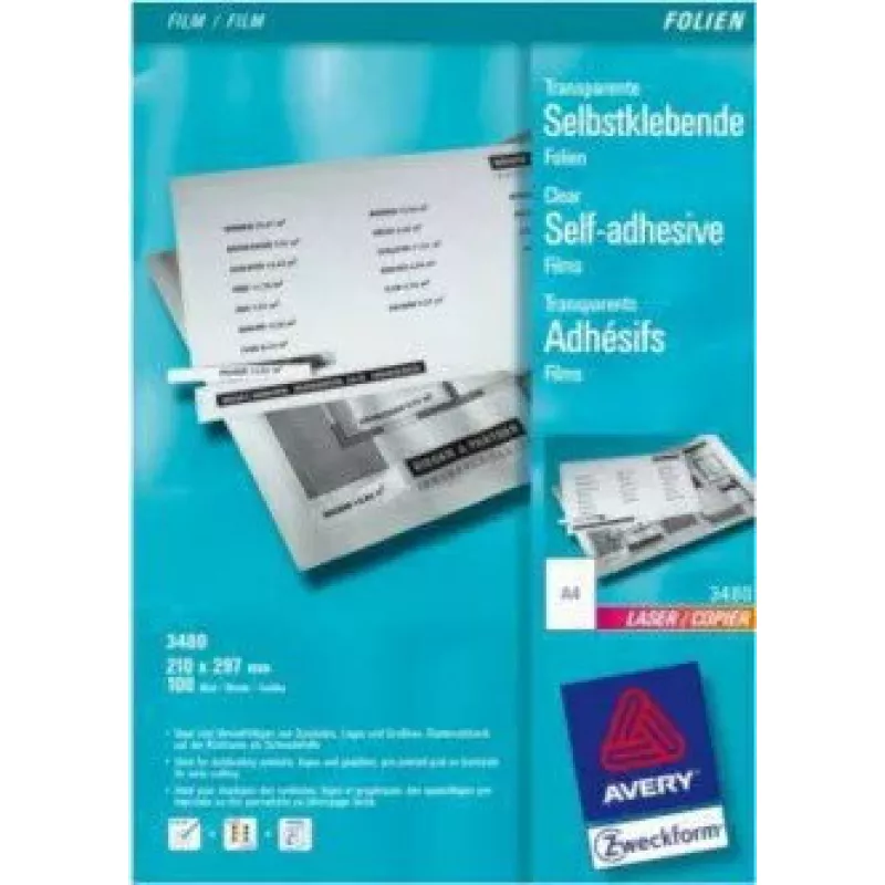 Spausdinimo plėvelė 100 lapų AVERY 3480