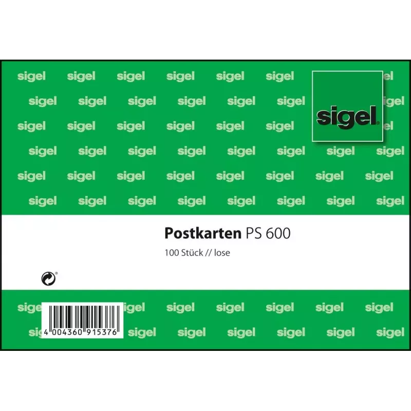 Kortelės Sigel PS600 žalia balta 100 vnt.