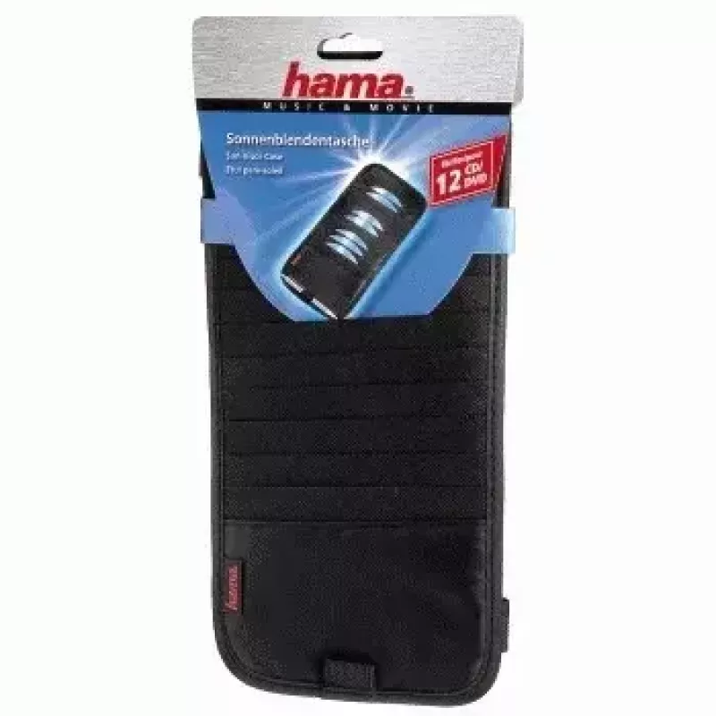 „Hama“ automobilinis skydelio nuo saulės dėklas, 12 kompaktinių diskų, juodas