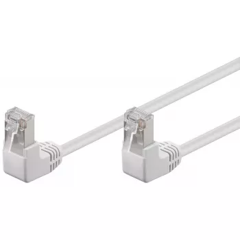 komutacinis kabelis Goobay CAT 5e 2x 90° kampuotas F/UTP baltas 0.5 m