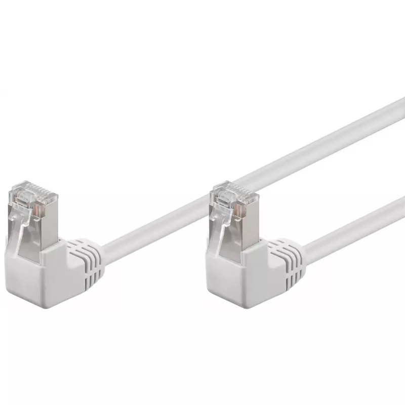 komutacinis kabelis Goobay CAT 5e 2x 90° kampuotas F/UTP baltas 0.5 m