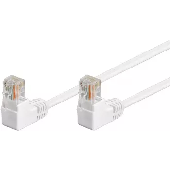 Goobay CAT 5e komutacinis kabelis 2x 90° kampuotas U/UTP baltas 0,25 m