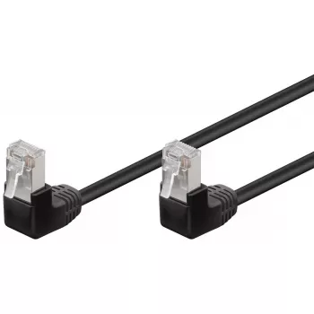 komutacinis kabelis Goobay CAT 5e 2x 90° Kampinis F/UTP Juodas 2 m