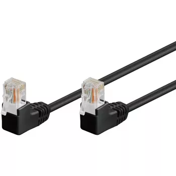 komutacinis kabelis Goobay CAT 5e 2x 90° kampuotas U/UTP juodas 3m