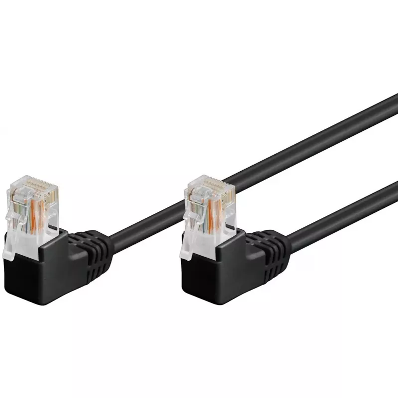 komutacinis kabelis Goobay CAT 5e 2x 90° kampuotas U/UTP juodas 3m
