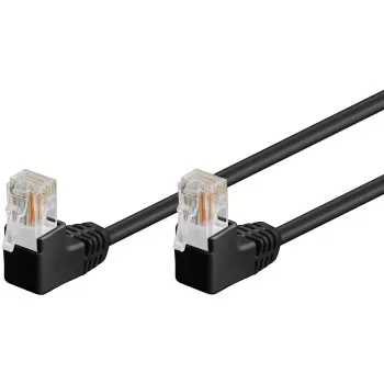 Tinklo kabelis Goobay CAT5e, 2x 90° kampuoti RJ-45, U/UTP, 5 m, juodas
