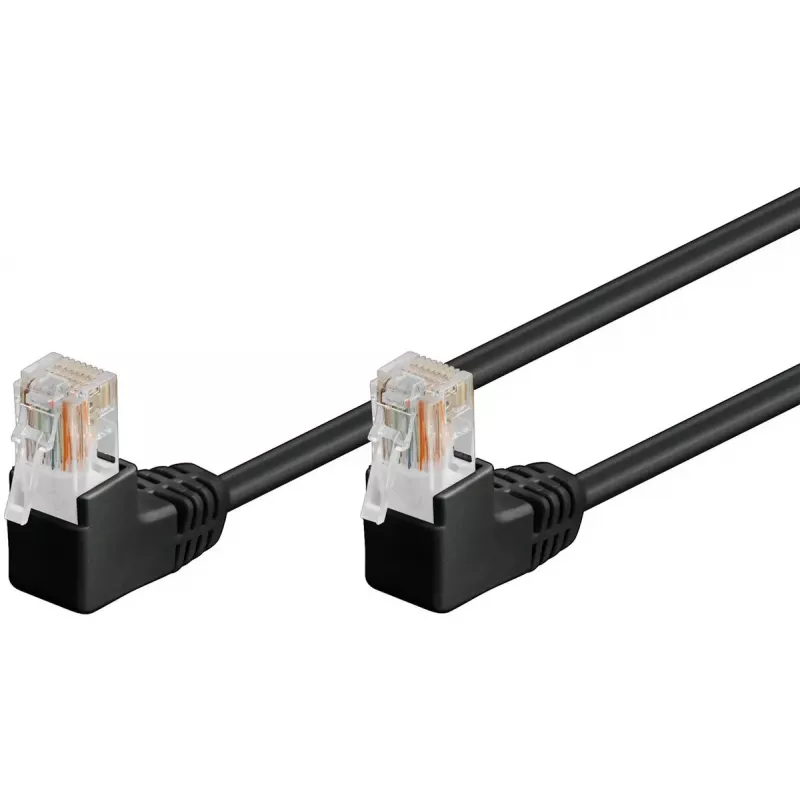 Tinklo kabelis Goobay CAT5e, 2x 90° kampuoti RJ-45, U/UTP, 5 m, juodas