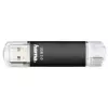 Hama Laeta Twin USB atmintinė, USB 3.0, 128 GB, 40 MB/s, juoda