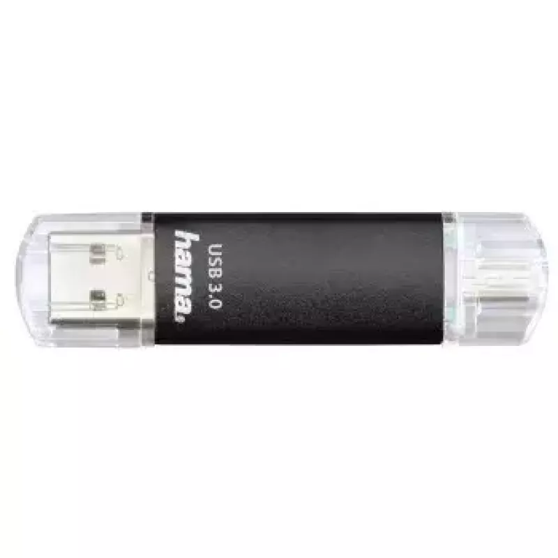 Hama Laeta Twin USB atmintinė, USB 3.0, 128 GB, 40 MB/s, juoda