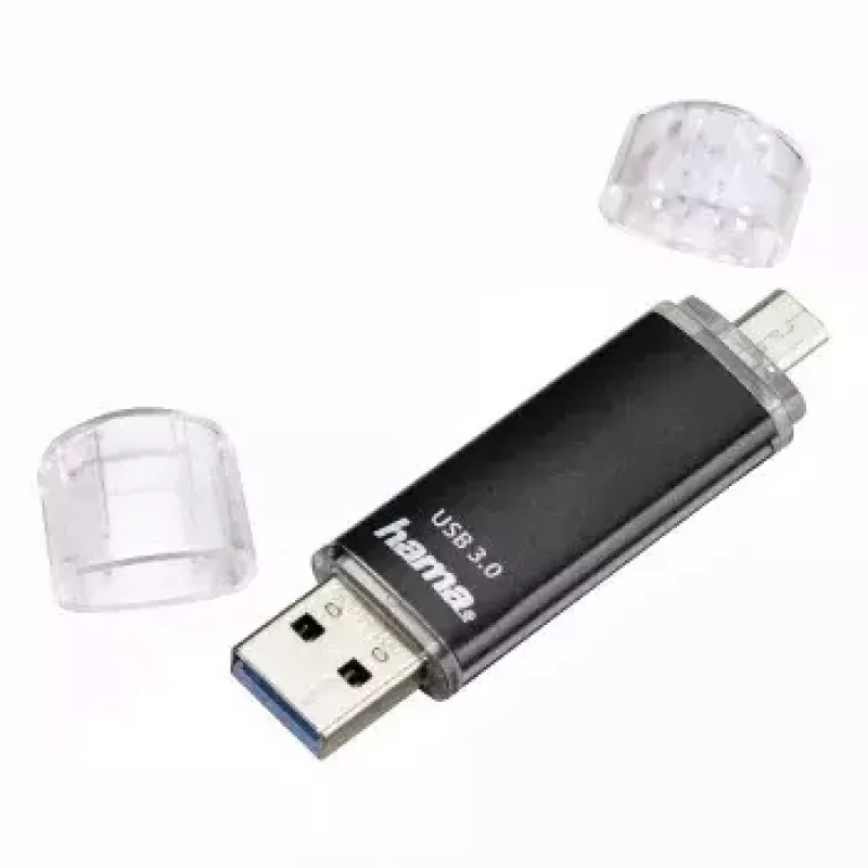 Hama Laeta Twin USB atmintinė, USB 3.0, 128 GB, 40 MB/s, juoda