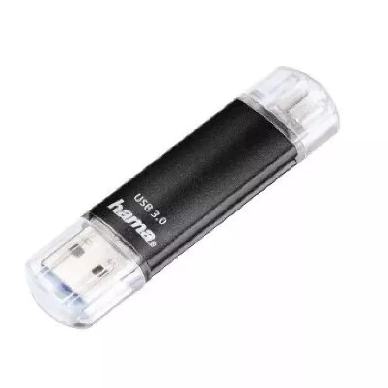 Hama Laeta Twin USB atmintinė, USB 3.0, 128 GB, 40 MB/s, juoda