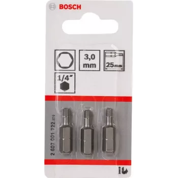 Atsuktuvo antgalis Bosch 2607001722 itin kietas šešiabriaunis 3 mm 25 mm 3 vnt.