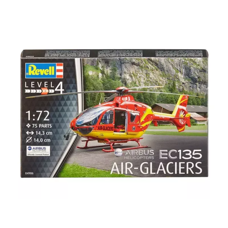 Revelio EC135 Air-Glaciers rotorinio lėktuvo modelis, surinkimo rinkinys, mastelis 1:72, ilgis 143 mm, rotoriaus Ø 140 mm