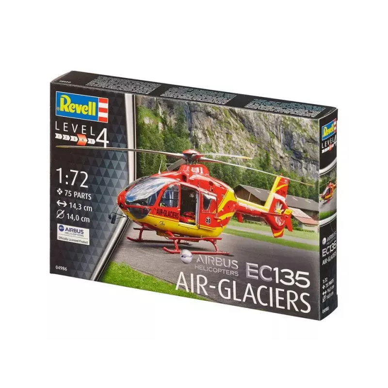 Revelio EC135 Air-Glaciers rotorinio lėktuvo modelis, surinkimo rinkinys, mastelis 1:72, ilgis 143 mm, rotoriaus Ø 140 mm