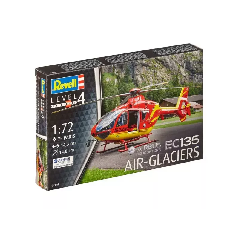 Revelio EC135 Air-Glaciers rotorinio lėktuvo modelis, surinkimo rinkinys, mastelis 1:72, ilgis 143 mm, rotoriaus Ø 140 mm