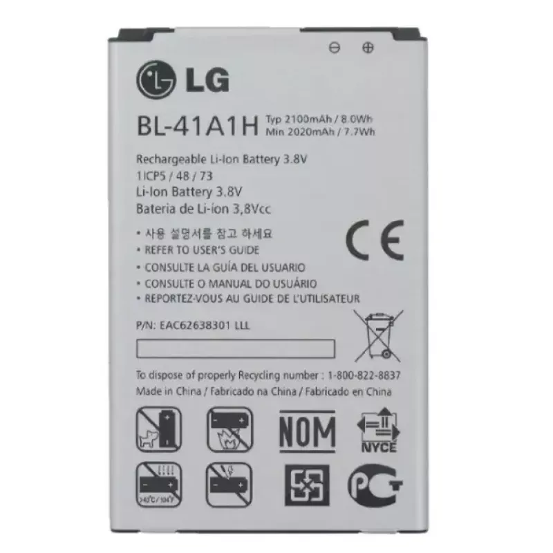 Pakaitinė ličio jonų baterija OEM BL-41A1H, skirta LG F60 D390N, 2100 mAh