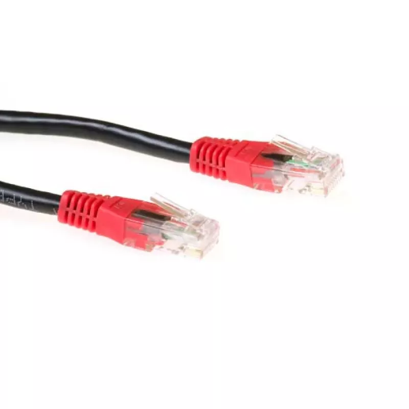 ACT juodas 1 metro U/UTP CAT6 jungiamasis kabelis su RJ45 jungtimis