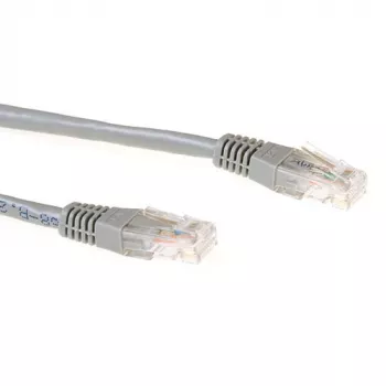 ACT pilkas 1 metro LSZH U/UTP CAT6A komutacinis kabelis su RJ45 jungtimis