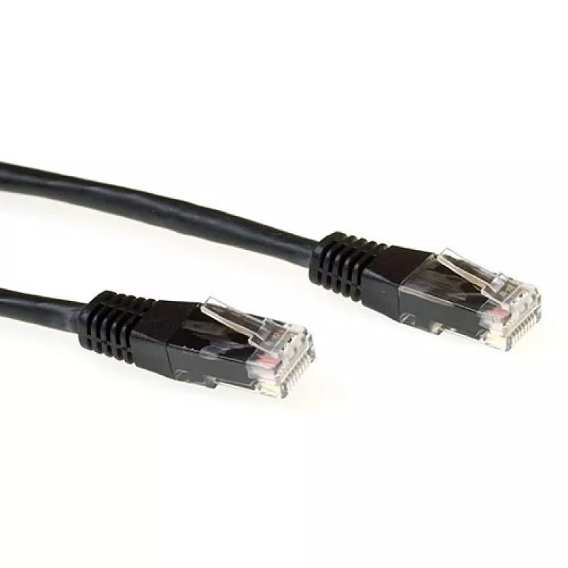 ACT juodas 1,5 metro LSZH U/UTP CAT6A komutacinis kabelis su RJ45 jungtimis