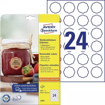 Lipnios spausdintuvo etiketės Avery 5084